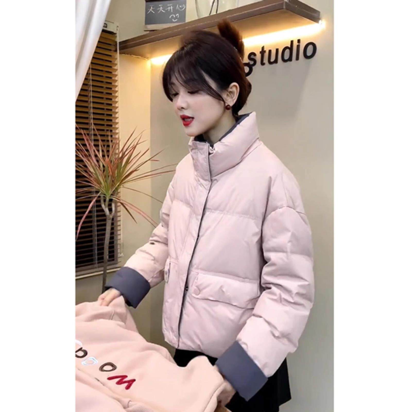 ROUMIKL时尚高级感2025年新款冬季女装法式设计立领夹加厚服外套