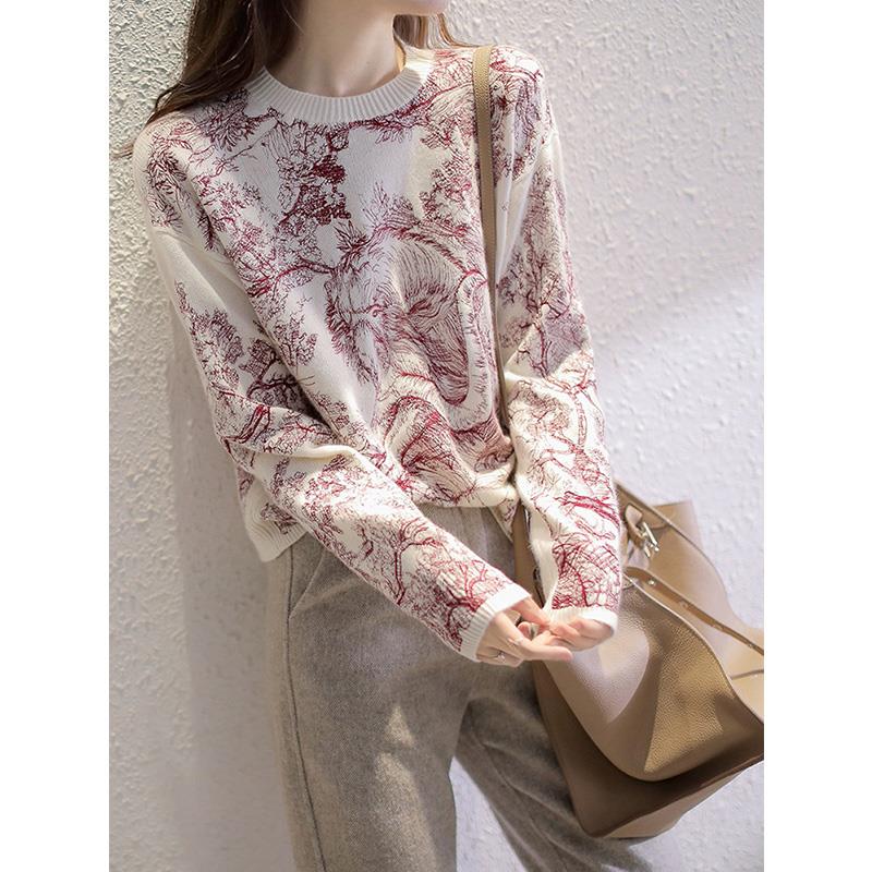 ROUMIKL专柜商场撤回品牌服饰余单女装宽松圆领长袖打底针织衫