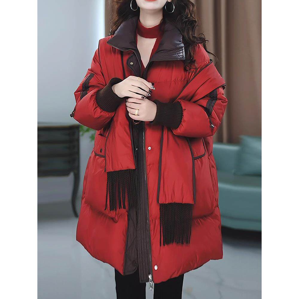 ROUMIKL妈妈时尚保暖红色服外套女冬季厚实保暖大码中长款衣袄子