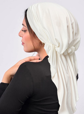 马来西亚两条尾巴头巾帽女士纯色长尾帽弹力包头帽turban hat