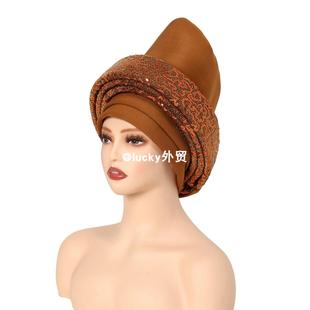 亮片海绵立体民族帽非洲夸张帽中东包头帽舞会头巾帽子turban hat