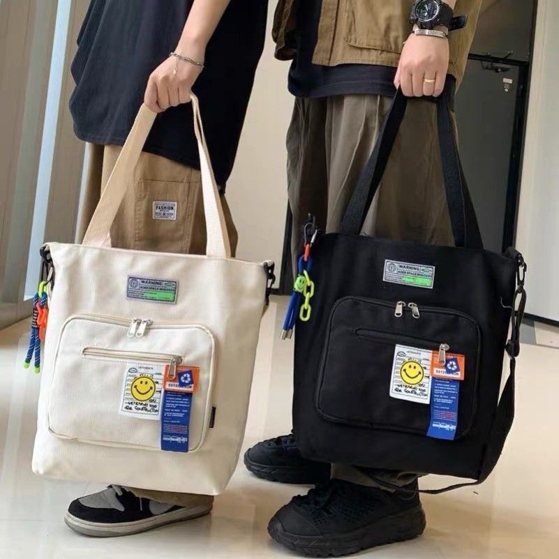 通勤包可放电脑男士斜挎包手提单肩工具包ins潮酷大容量帆布包女