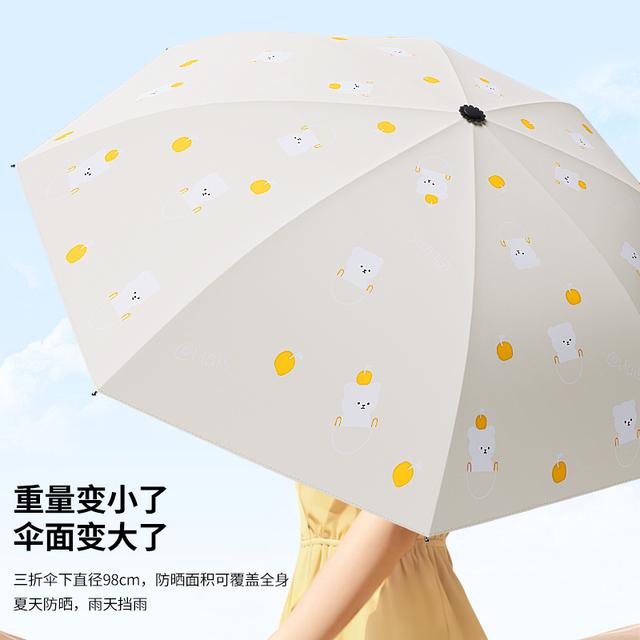 雨宝新款可爱小清新跳跳熊雨天手动遮阳伞黑胶雨伞图片