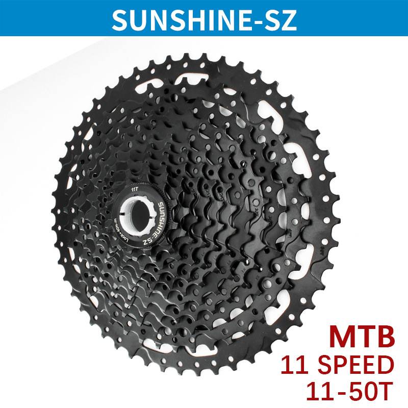 SUNSHINE-SZ黑色山地车卡式飞轮8 9 10 11 12速40 42 46 50 52T