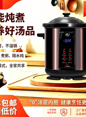 飞鹿 YDT-10B电炖锅陶瓷炖锅紫砂锅全自动煲汤煮粥神器隔水电炖盅
