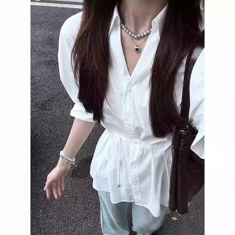 法式高级感独特漂亮白色衬衫外套