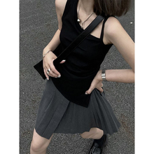 黑色美式吊带背心女2024夏季新款修身短款高级感甜酷辣妹上衣ins