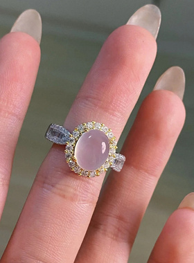 新品小红书爆款白冰玉髓蛋面戒指