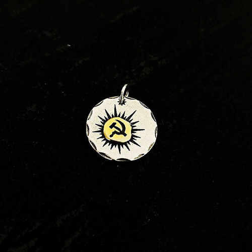 925新款复古锤子镰刀项链男硬币