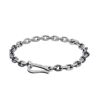 镀925银简约9mm太角链扣四方链大气古风潮手饰潮流