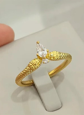 中古风水滴钻公主镶钻戒指新款潮