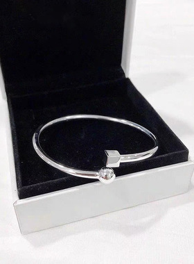 方块圆珠手镯女实心百搭开口手环