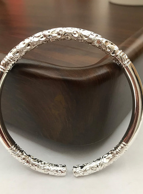 镀S925银如意金箍棒手镯男士个性