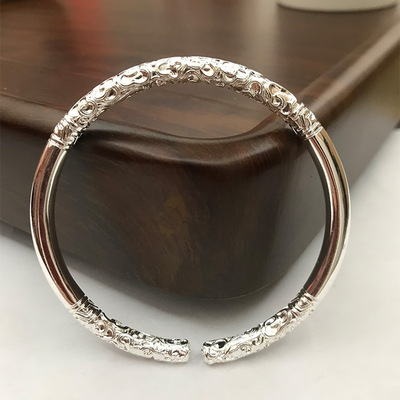 镀S925银如意金箍棒手镯男士个性