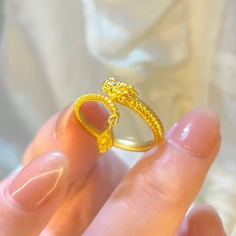 2024新款神龙摆尾戒指女本命年情侣对戒生肖龙活口可调节