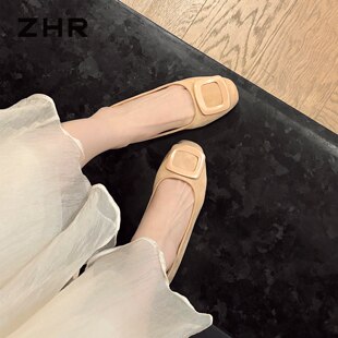 女春季 CC家CC ZHR则则浅口单鞋 KY72 复古绒面平底舒适温柔鞋