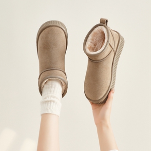 ZHR真皮雪地靴女2025新款冬季厚底加厚防水棉靴保暖短靴加绒棉鞋