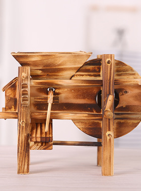 创意仿古风车木质工艺品摆件农具