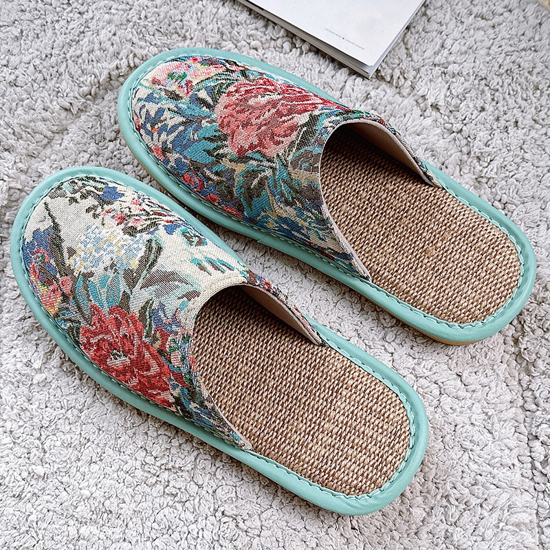 中国风包头亚麻拖鞋女士夏季室内居家用防滑防臭2024新款木地板男