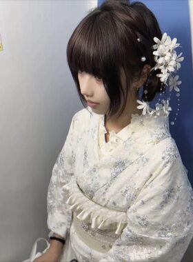 日系氛围感白色铃兰花流苏发夹女侧边花朵发卡新中式拍照发饰头饰