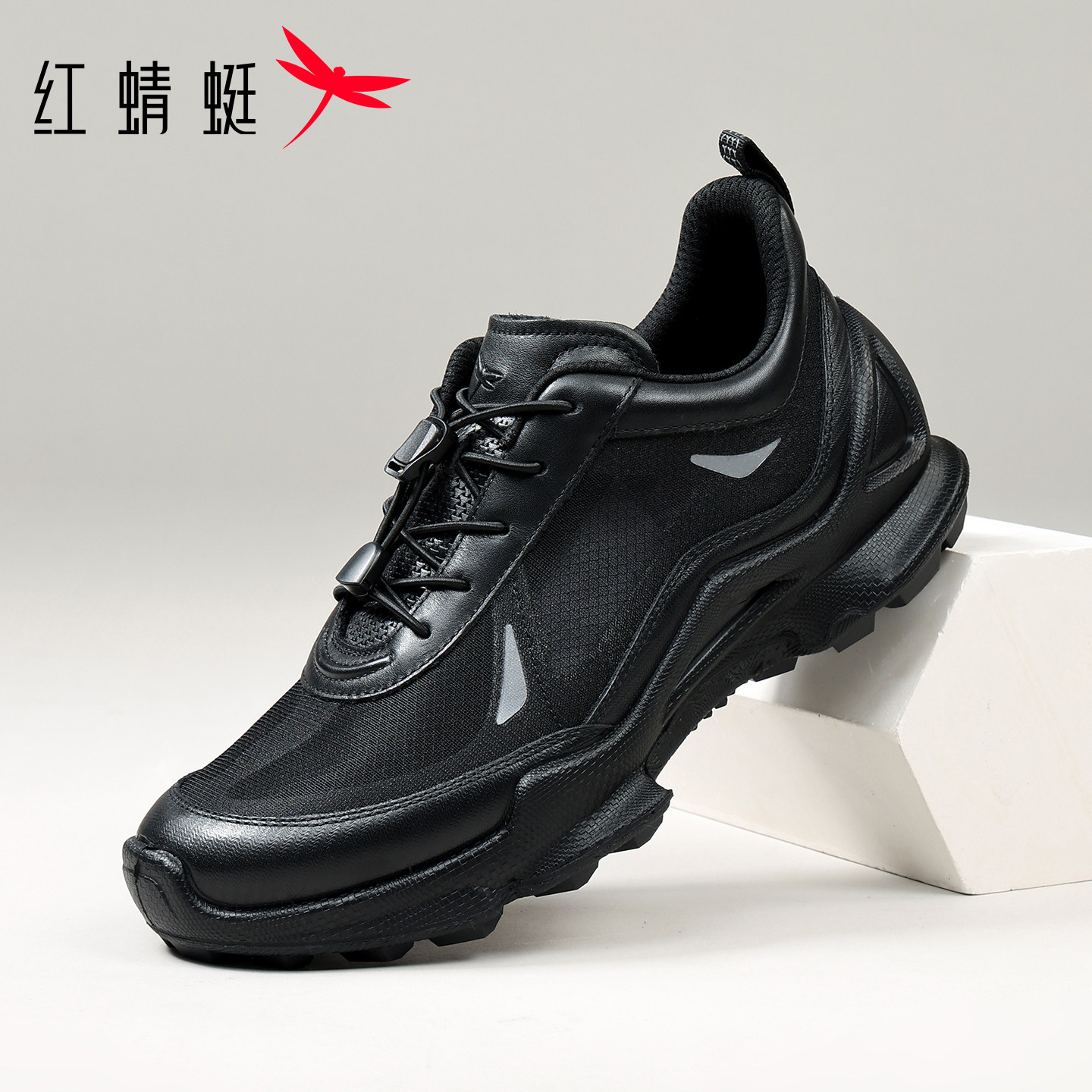 红蜻蜓男鞋高端系列运动皮鞋夏季透气连帮注塑商务通勤软底休闲鞋