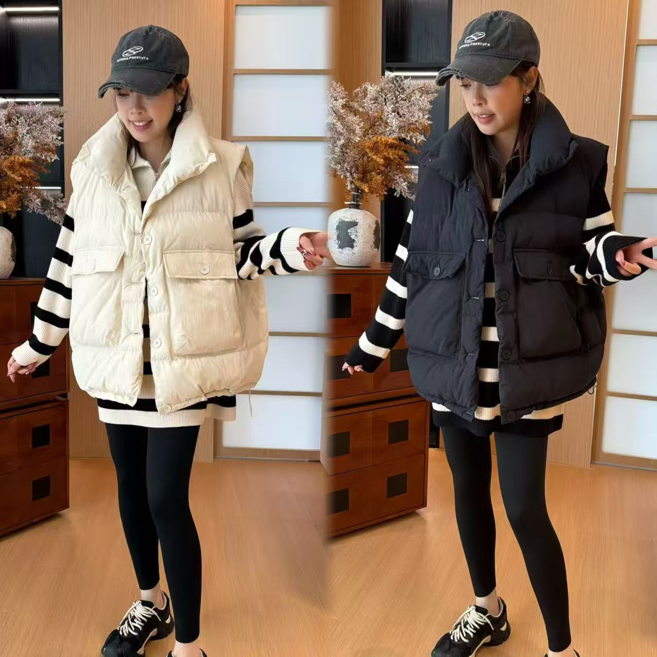 二姐的宝藏秋冬设计感休闲纯色立领保暖外穿马甲#25409