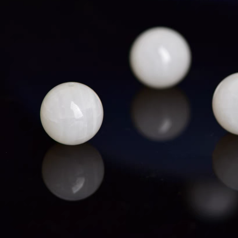 天然深海白贝壳玉化散珠单珠