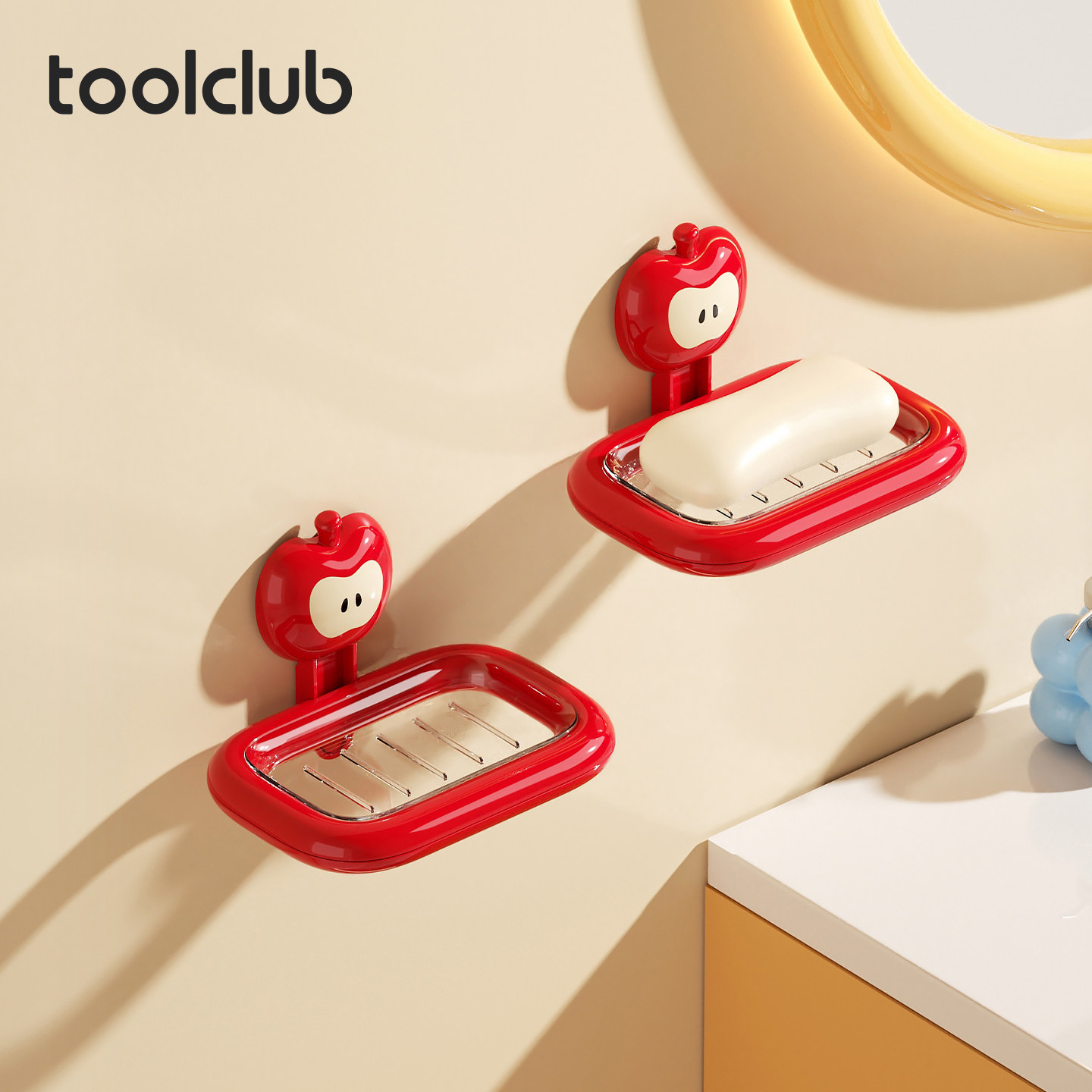 吸盘肥皂盒壁挂式免打孔置物架卫生间沥水香皂盒子家用浴室卡通Y