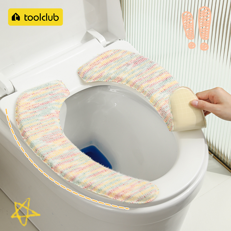 马桶坐垫冬加厚粘贴式针织坐便垫