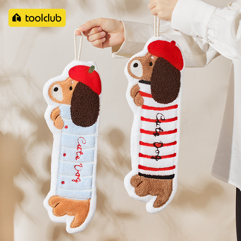 腊肠狗擦手巾家用珊瑚绒厨房抹布吸水加厚卫生间儿童擦手毛巾Y,家庭/个人清洁工具,厨房擦手巾,淘宝优惠券,粉丝福利购,淘宝优惠卷