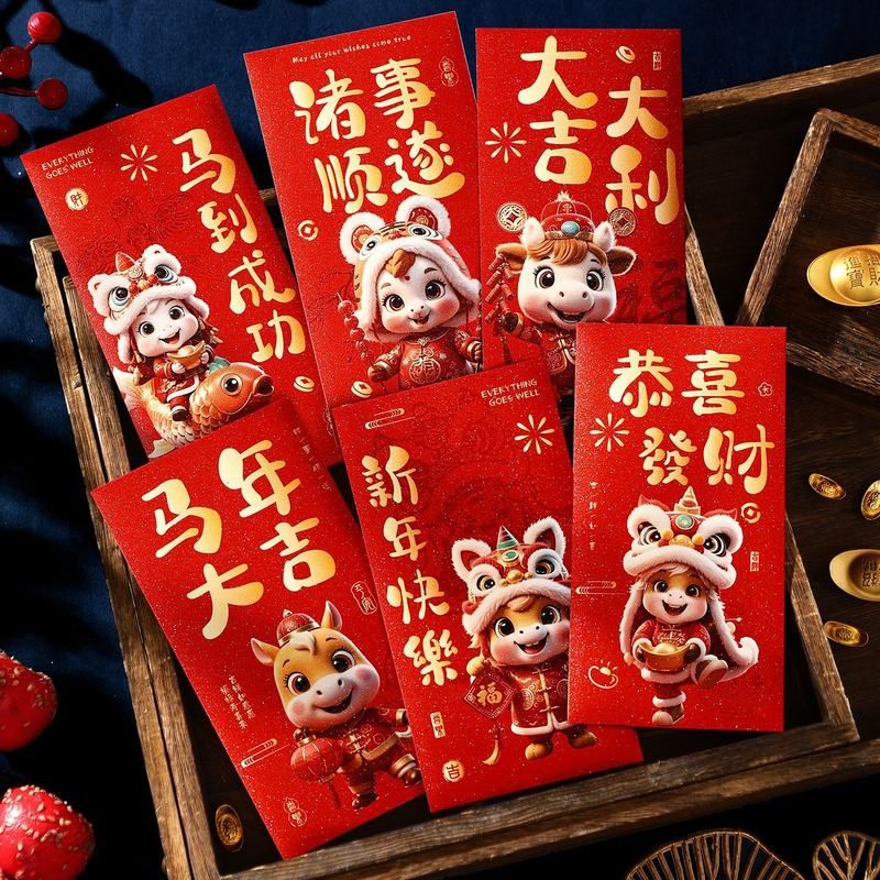 春节通用烫金压岁包2026马年新款卡通红包新春过年用品新年利是封