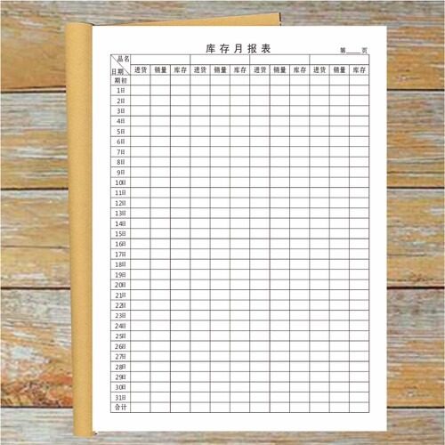 库存月报表仓库货物货品每月库存记录本商品产品进货存货盘点表