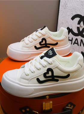 欧美站轻奢男鞋韩版厚底板鞋男女百搭内增高透气小白鞋学生休闲鞋