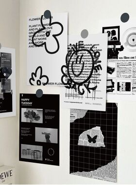 10张小众高级感黑白故事卡片明信片卧室宿舍拍照素材简约自贴装饰