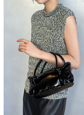 巧珀思｜黑白双色花纱 无缝针织背心立体宽松女士气质上衣16252