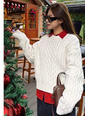 巧珀思｜05136双股26支纯羊毛重工立体感搬针纽绳针织衫