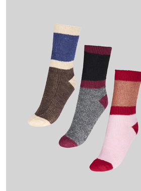 巧珀思｜20591/20979/22853马海毛羊毛混纺撞色保暖毛绒中筒袜