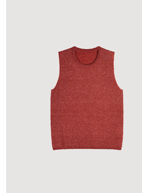 巧珀思｜软糯真丝羊绒羊毛 时尚高级感百搭橘红圆领针织背心20972