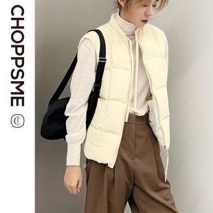 巧珀思｜9349减龄大方格绗缝白鹅绒马甲双头拉链无领羽绒背心