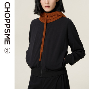 巧珀思｜20021丝滑弹力立领罗纹边落肩袖 宽松棒球服夹克短外套