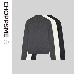 巧珀思|JCLP76318匠心精纯18针精纺羊毛弹力竖坑条半高领针织衫