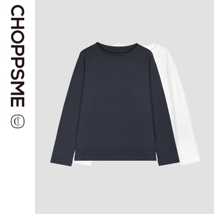 巧珀思｜24657叠搭神器舒适纯棉 简约宽松卷边领套头长袖T恤