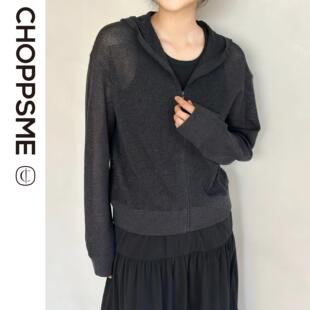 巧珀思｜时尚镂空长袖针织连帽套头上衣百搭羊毛透气外套18279