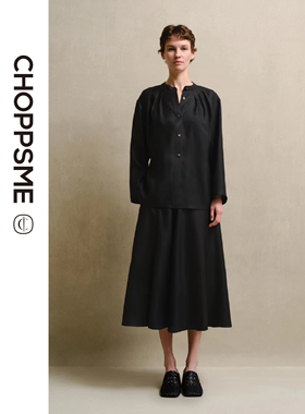 巧珀思|香云纱莨绸珠地化提花，后系带真丝衬衫 +半裙13234/13344