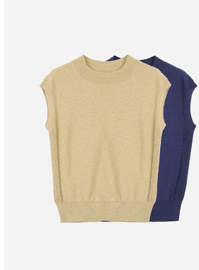 巧珀思｜客供定制棉麻纺 单边半高企领针织衫背心马甲马夹18246