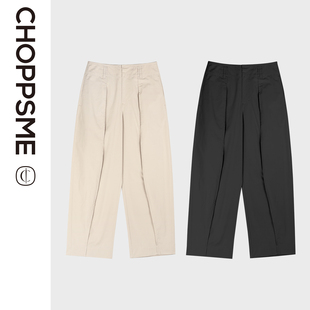 巧珀思｜25094纯棉意式竹丝纹理显瘦宽松中褶锥形裤