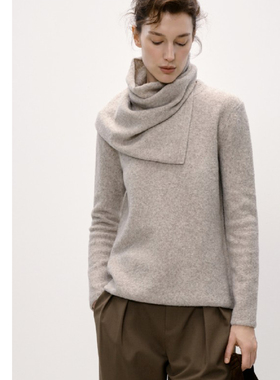 巧珀思｜牦牛绒羊毛圈圈纱 自然卷边套头毛衣分体围脖针织衫13682