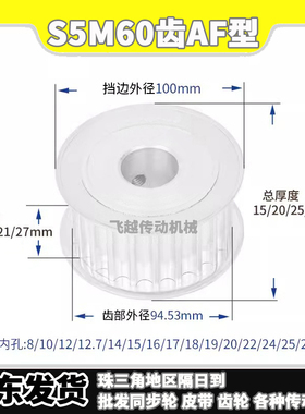 EBJ/TAA/HTPA同步轮S5M60齿槽宽11/16/21/27AF型两面平内孔8-30mm