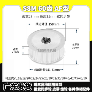 141516免键同步轮AF型齿宽27胀紧套涨套 现货S8M60齿内孔8