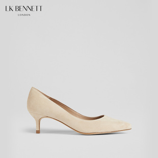 【经典】【英国轻奢】LK BENNETT裸色小低跟单鞋真皮尖头羊皮高跟